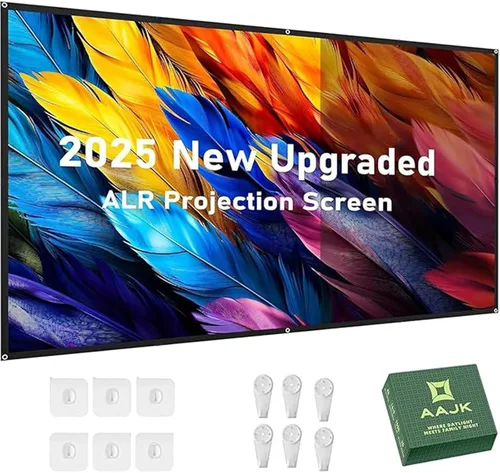 AAJK Pantalla de película antiarrugas portátil de la pantalla de proyector de ALR 60in | Pantalla de proyector ALR para exteriores, impermeable,