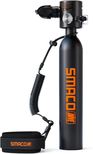 SMACO S300 Plus Mini Scuba Tank 0.5L Lung Air Tank Portable Diving Tank for Underwater Exploration Reusable Diving Cylinder Kit for Emergency Rescue