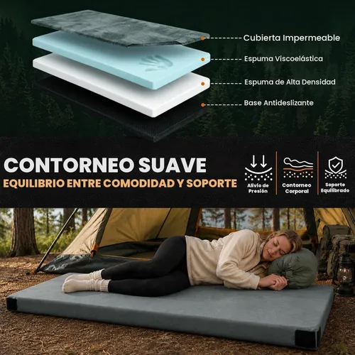 Vista 3 de HomeMate Colchón de espuma viscoelástica para campamento: almohadilla de Verde oscuro