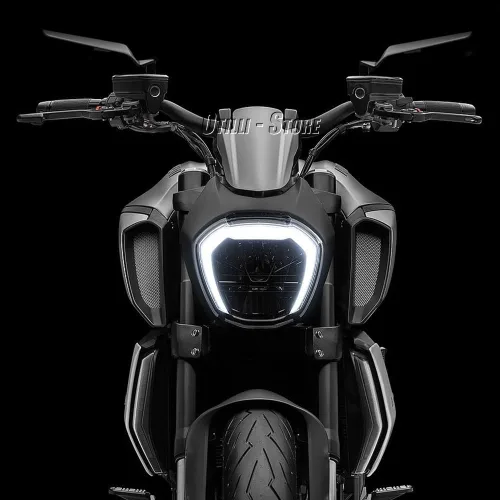 Vista 4 de Espejos de motocicleta retrovisor giratorio ajustable compatible con Ducati Diavel 1260/S 2019-2022, espejos laterales de aluminio para motocicleta