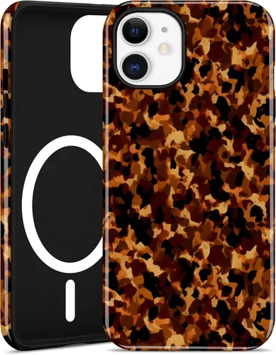 Vista 110 de Jusy Compatible with MagSafe Brown Tortoise Shell Print Phone Case for iPhone 7/8/SE, Amber Trendy Luxury Magnetic Soft TPU and Hard PC Protective