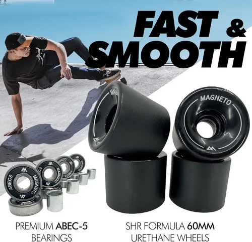 Vista 4 de Magneto - Patineta Completa 70 x 19 cm Madera de Arce Canadiense Ruedas de Uretano de 60 MM Tabla de Doble Patada Cóncava Patineta Cruiser