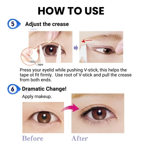 Vista 7 de D-UP Cinta invisible de doble párpado para ojos con capucha, calcomanías impermeables para párpados, adhesivo de doble cara, tiras de elevación