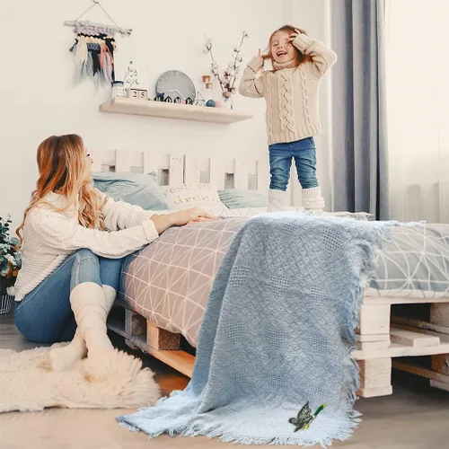 Vista 5 de Fastasticdeals Mantas de bebé bordadas personalizadas para niños y niñas Flying Duck Solo diseño azul