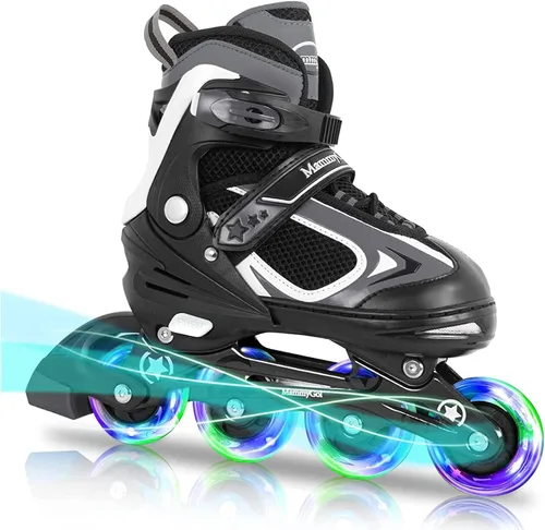 Vista 8 de MammyGol Adjustable Inline Skates for Kids Boys Girls Youth Blades Roller Skates with Light up Wheels Ages 4-16