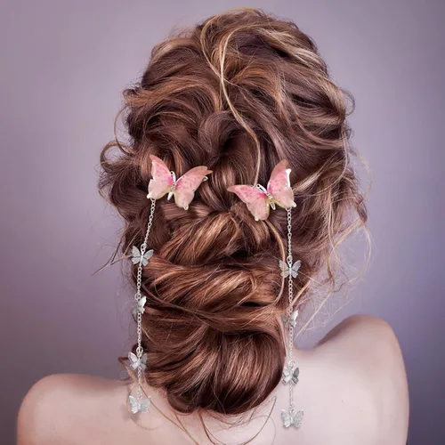 Vista 4 de PAGOW 8 pinzas de mariposa con borlas para el cabello, lindos pasadores de cocodrilo, San Valentín, boda, graduación, cumpleaños, horquilla