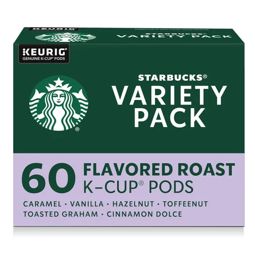 Cápsulas de café K-Cup de Starbucks, café con sabor caliente o helado, paquete variado, 60 cápsulas Keurig