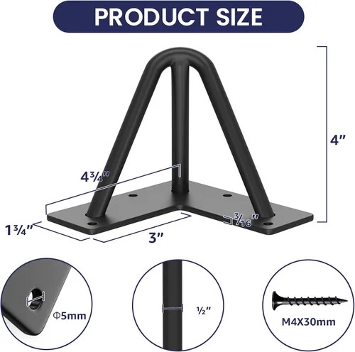 Vista 3 de SMARTSTANDARD Patas de mesa de horquilla de 4 pulgadas, 3 varillas de acero de 1/2 pulgada de diámetro de tubo, capacidad de carga de 800 libras
