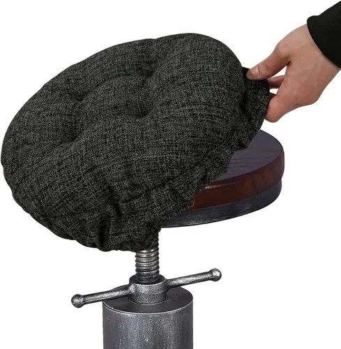 Vista 30 de SINOSSO Cojín moderno para taburete de bar de diámetro 14, diseño de entretejido de moda, antideslizante, de silicona, redondo, funda de cojín Beige