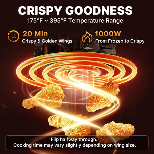 Vista 9 de Freidora de aire compacta pequeña, 2.1 cuartos de galón, 4 en 1 pequeña mini freidora de aire compacta, hornear, asar, recalentar, 98% menos