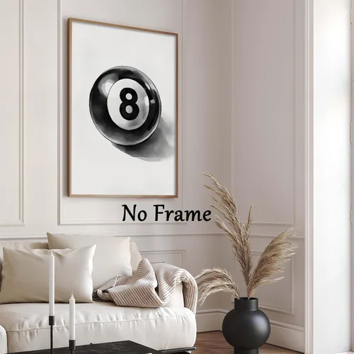 Vista 7 de Lienzo estético de moda para pared, impresiones vintage funky en blanco y negro, pintura estética moderna, pósteres retro de 8 bolas, póster