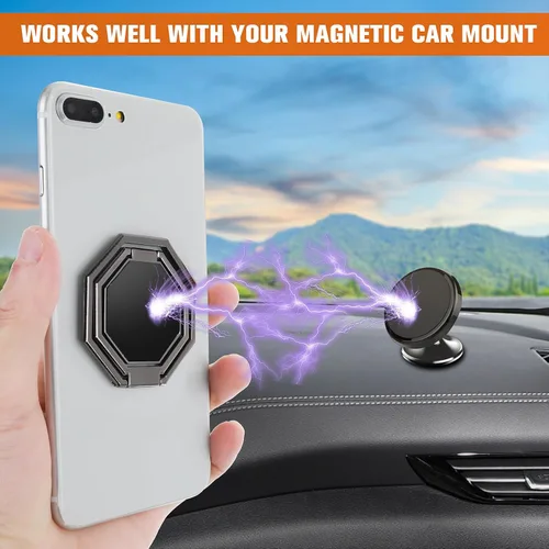 Vista 4 de cobee Soporte de anillo para teléfono celular, soporte de dedo, rotación de 360°, agarre trasero de metal, soporte plegable para teléfono celular