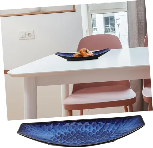 Vista 7 de Cabilock 1 plato de barco Sashimi, bandeja de aperitivos, bandeja para servir alimentos, decoración de alimentos, juego de platos de vidrio, placa