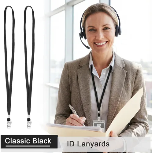 Vista 4 de Marspark Cordones a granel con clip para cuello plano con gancho giratorio para tarjetas de identificación