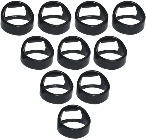 Juego de 10 abrebotellas de acero inoxidable de color negro con 4 tamaños de mezcla: talla 8, talla 10, talla 12, talla 14