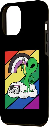 Vista 2 de iPhone 15 Pro Max Bandera LGBTQ Gay Rainbow Pride Month Alien With Asexual Flag Case