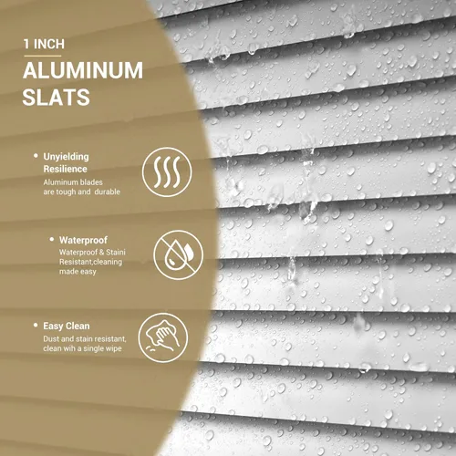 Vista 4 de Mini persianas de aluminio, persianas de ventana inalámbricas de listones de 1 pulgada, persianas horizontales personalizadas, cortinas venecianas