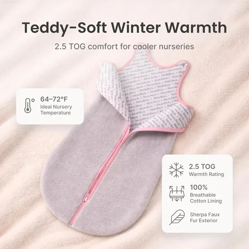 Vista 3 de Baby Deedee Sleep Nest Teddy - Saco de dormir para bebé, dinosaurio peludo, pequeño (0-6 meses)