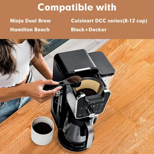 Vista 2 de Filtro de café dorado – Filtro de café permanente reutilizable #4 en forma de cono de metal compatible con accesorios de café Ninja CFP301 CFP201