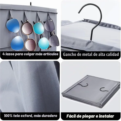 Vista 5 de LADYBRO Oxford Cloth Hat Rack for Closet, 10-Shelf Organizer for Fedora, Sunhat, Cowboy, Baseball Cap, 2 Separate 5-Shelf, Hanging for Storage or
