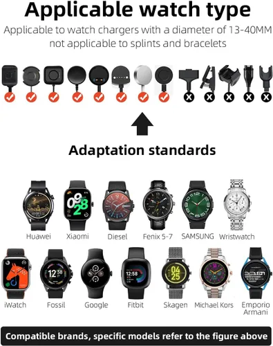 Vista 2 de Base de carga universal para reloj inteligente para AppleGoogleHuaweiGarminPixelDieselFossilFitbitSkagenMichaelSamsung Galaxy Watch Soporte