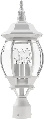 Vista 2 de Livex Lighting 7526-14 Frontenac - Lámpara tradicional de 3 luces para exteriores con pantallas de vidrio biselado transparente, 22 x 8 x 22 Negro