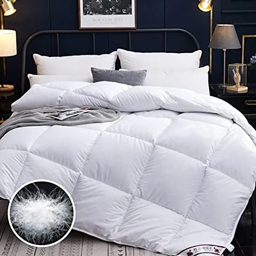 Vista 3 de WALNUTA - Funda de edredón de 100 % plumón de ganso acolchado de algodón, cómodo y cálido, manta gruesa de invierno, color sólido