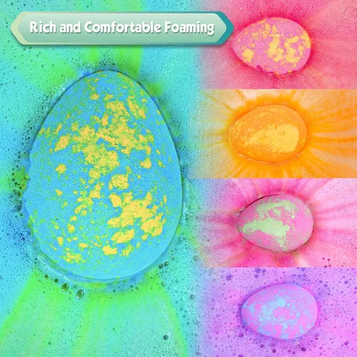 Vista 3 de Aofmee Bombas de baño para niños con juguete de dinosaurio en el interior, rellenos de cesta de Pascua para niños pequeños, huevos de dinosaurio
