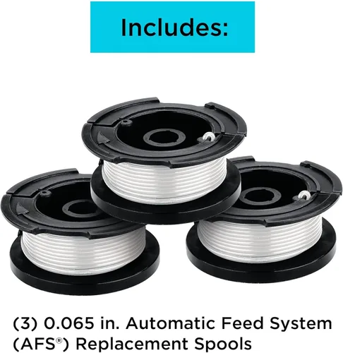 Vista 2 de BLACK+DECKER Cuerda Weed Eater, línea de recorte, paquete de 3, carrete de repuesto de 30 pies, diámetro de 0.065 pulgadas (AF1003ZP)