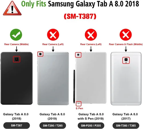 Vista 2 de FINTIE Folio - Funda con teclado para Samsung Galaxy Tab A 8.0 2018 Modelo SM-T387, funda de piel sintética con soporte y teclado Bluetooth