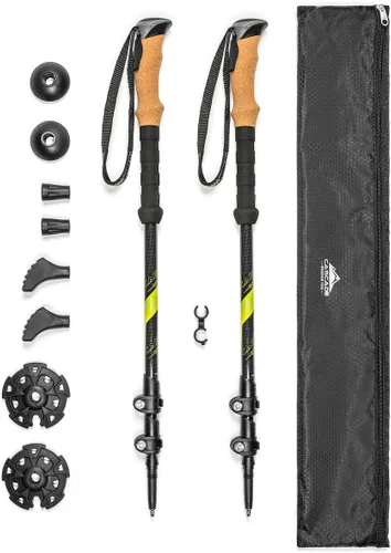 Vista 13 de Cascade Mountain Tech - Bastones de senderismo de fibra de carbono, bastones para caminar o hacer senderismo con seguros ajustables rápidos
