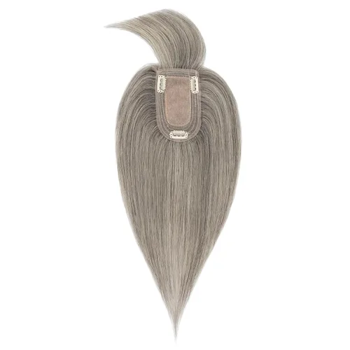Vista 18 de Elailite Pelucas para mujeres con flequillo, cabello humano real, topper con cabello delgado, 13 cm x 7 cm, base de seda, clip en piezas de cabello