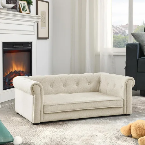 Vista 4 de KEIKI Cama para perros medianos y grandes, sofá cama elevada para perros, sofá cama elevada duradera para perros con patas, cama para mascotas de 39