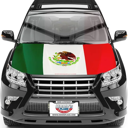 Banderas de capucha: funda para capó de automóvil con bandera de México, 63 x 47 pulgadas, diseño de bandera mexicana, ajuste universal para
