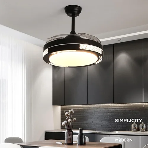 Vista 4 de YUEGOO Ventiladores De Techo con Lámparas, Ventilador De Techo con Luz Incesable, Moderna Control Remoto Led Letling Lemache De 50 / 60Hz Candelabro