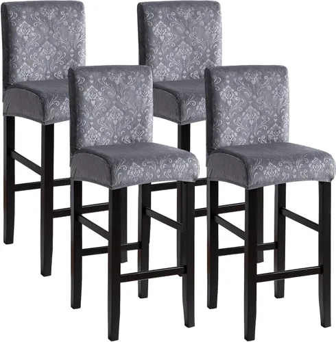 Vista 13 de FORCHEER Juego de 2 fundas negras para taburete de bar con respaldo, fundas de cuero para taburetes de bar con respaldo corto, extraíbles y lavables