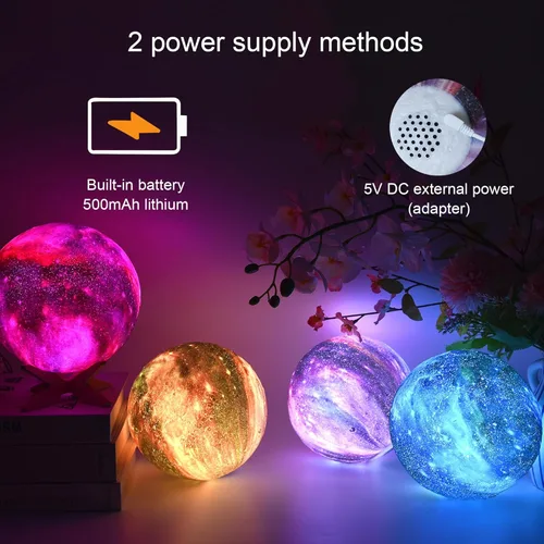 Vista 6 de Lámpara de luna integrada Bluetooth máquina de sonido de ruido blanco luz nocturna para niños, luz de luna multicolor de 5.9 pulgadas, luz de luna