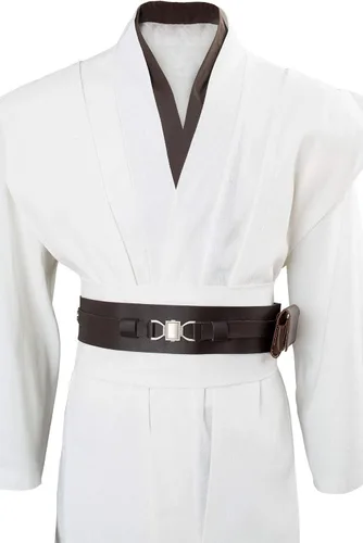 Vista 4 de Disfraz de túnica para hombre, túnica con capucha para cosplay, conjunto completo de disfraz de Halloween Blanco