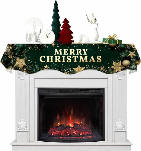 Vista 19 de NYZE Bufanda para Repisa de Chimenea Navideña 60 x 17 Pulgadas Cubierta Decorativa para Repisa de Chimenea de Navidad Camino de Mesa para Repisa