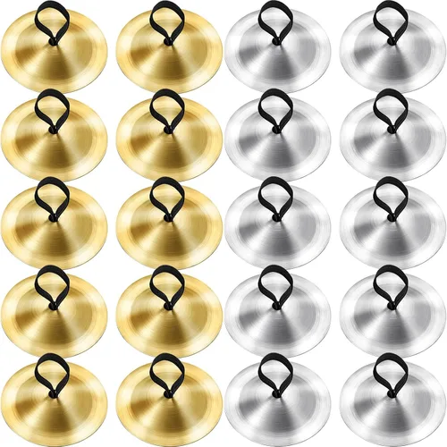 Vista 8 de 20 piezas de platillos de dedo danza del vientre Dancing Finger Dancing Zills Instrumento musical para fiesta de bailarín (dorado)