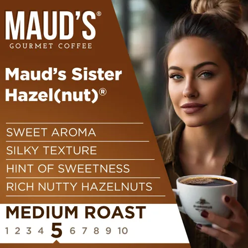 Vista 3 de Maud's Café instantáneo dulce de avellana (hermana avellana), 30 quilates. Paquetes de café instantáneo con sabor a avellana con sabor a energía