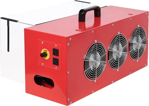 Vista 3 de LuckyNote Colector de polvo portátil de mesa, flujo de aire máximo de 725 CFM; cada ventilador funciona con un motor de velocidad variable de 110 V