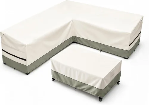 Vista 10 de okcool Funda modular para exteriores, fundas para muebles de patio en forma de L para muebles seccionales de 6 plazas, 85 pulgadas de largo x 32