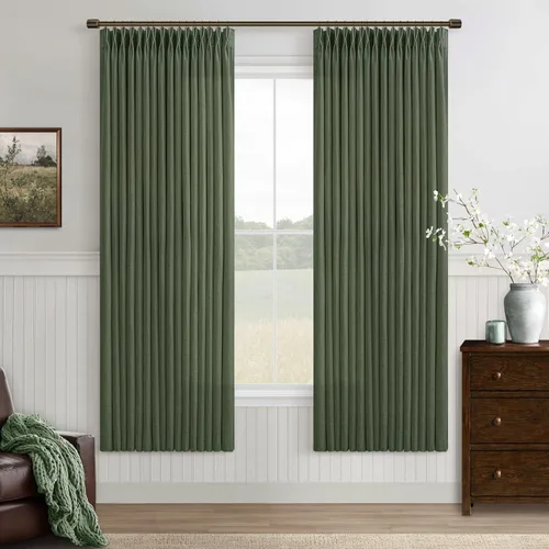 Vista 27 de TWODRAPES Cortinas de Lino Plisadas con Pinza Beige Blancas de 54 Pulgadas de Largo 2 Paneles para Comedor Cocina Dormitorio Plisadas Semi