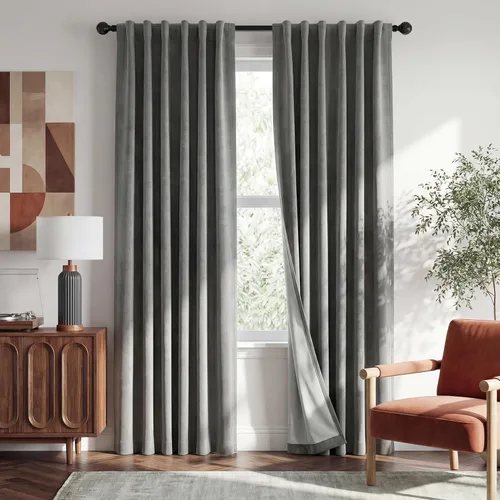 Vista 19 de RYB HOME Cortinas cortas 100% opacas de arpillera, 52 pulgadas de ancho, 45 pulgadas de largo, bloqueo de luz y aislamiento térmico para cocina