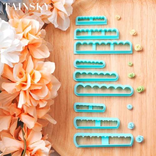 Vista 6 de TAINSKY Cortador de arcilla polimérica floral rodante 3D, 9 piezas DIY creador de flores para joyería de arcilla polimérica