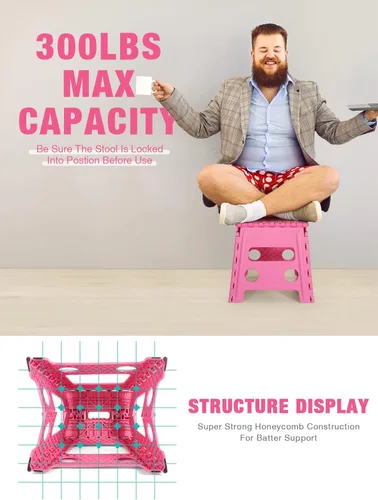 Vista 44 de Dyforce Taburete plegable de 9 pulgadas, taburete para niños, taburetes resistentes para adultos, taburetes de pie compactos, taburetes ligeros