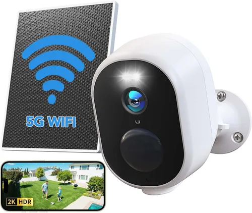 Cámaras de seguridad solar GNCC inalámbricas para exteriores, cámara de batería para exteriores 2K, visión nocturna a color, almacenamiento SD/nube,