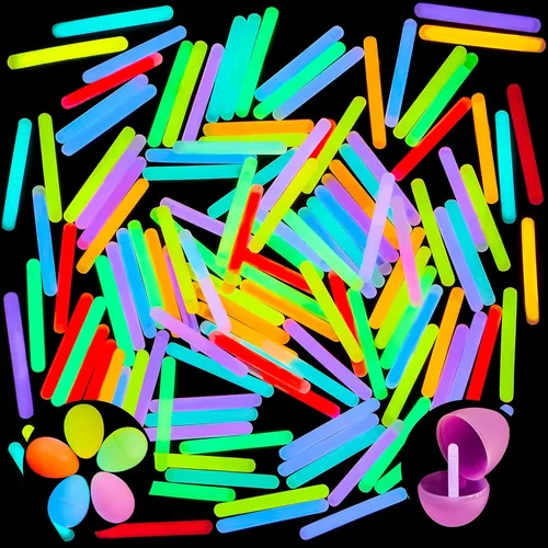 JOYIN 100 Mini Varillas Luminosas (1.7"), 8 Colores, Brillan en la Oscuridad para Huevos de Pascua, Recuerdos de Fiesta, Paquete de Relleno para