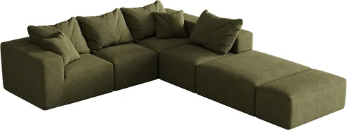 Vista 7 de Juego de sofá modular modular en forma de L de 132 pulgadas, sofá de nube sin hueso, sofá seccional convertible con almohadas, juegos de muebles